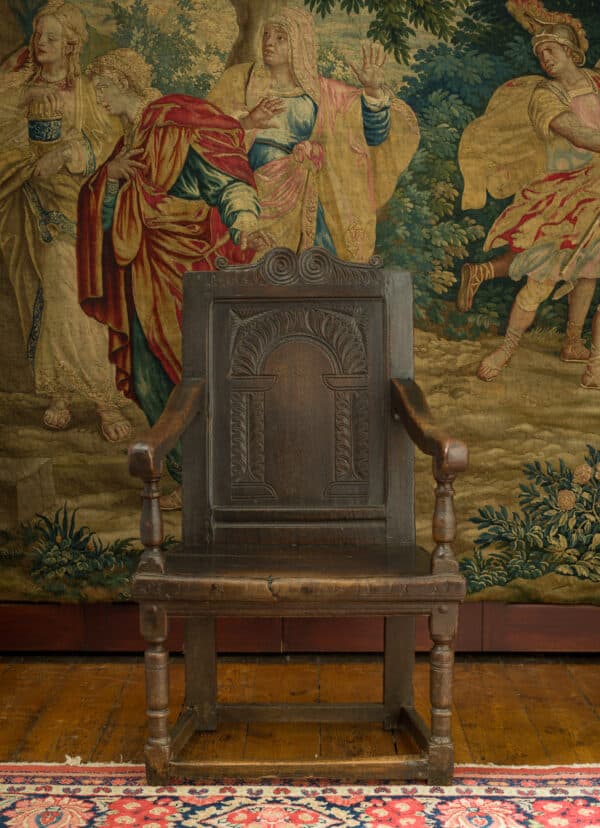 Elizabeth I oak carved armchair