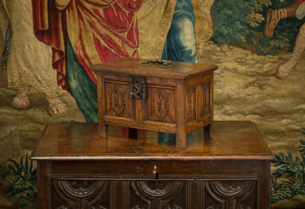 Henry VIII oak linenfold casket
