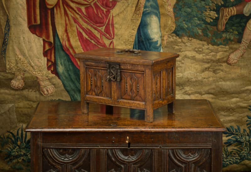 Henry VIII oak linenfold casket