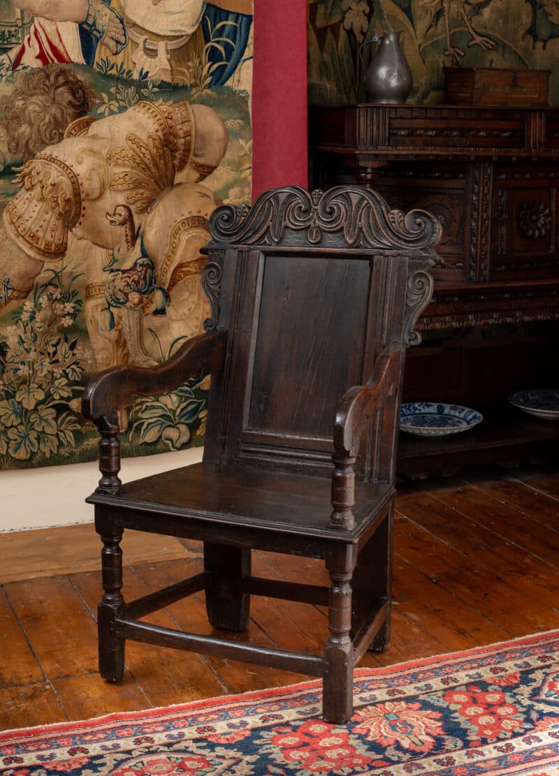 17th century oak carved Yorkshire armchair