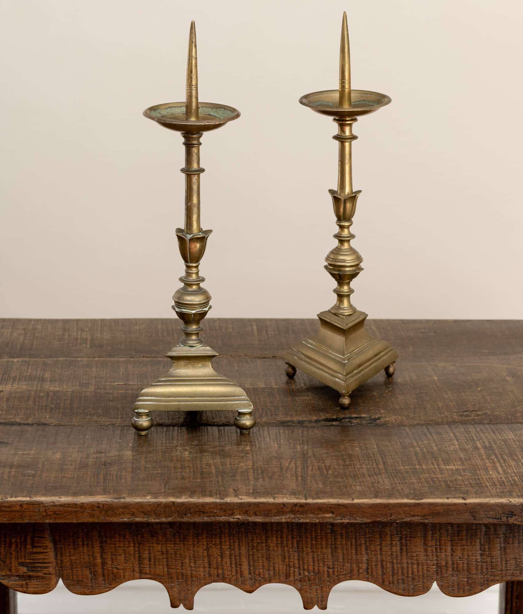 Early 17th Century Italian Brass Pricket Candlesticks