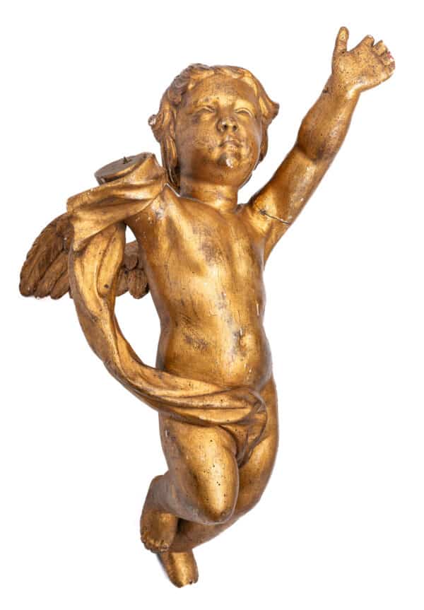 17th century gilt wood winged cherub