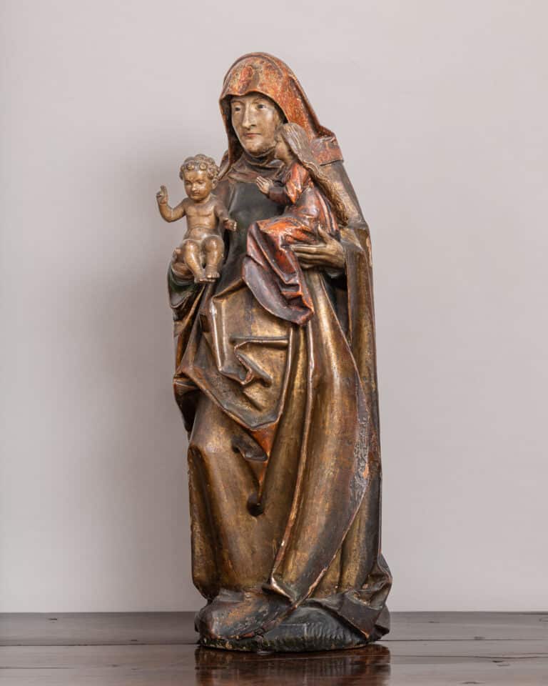 Late Gothic Polychromed Sculpture of St Anne with the Virgin and Child (Anna Selbdritt)