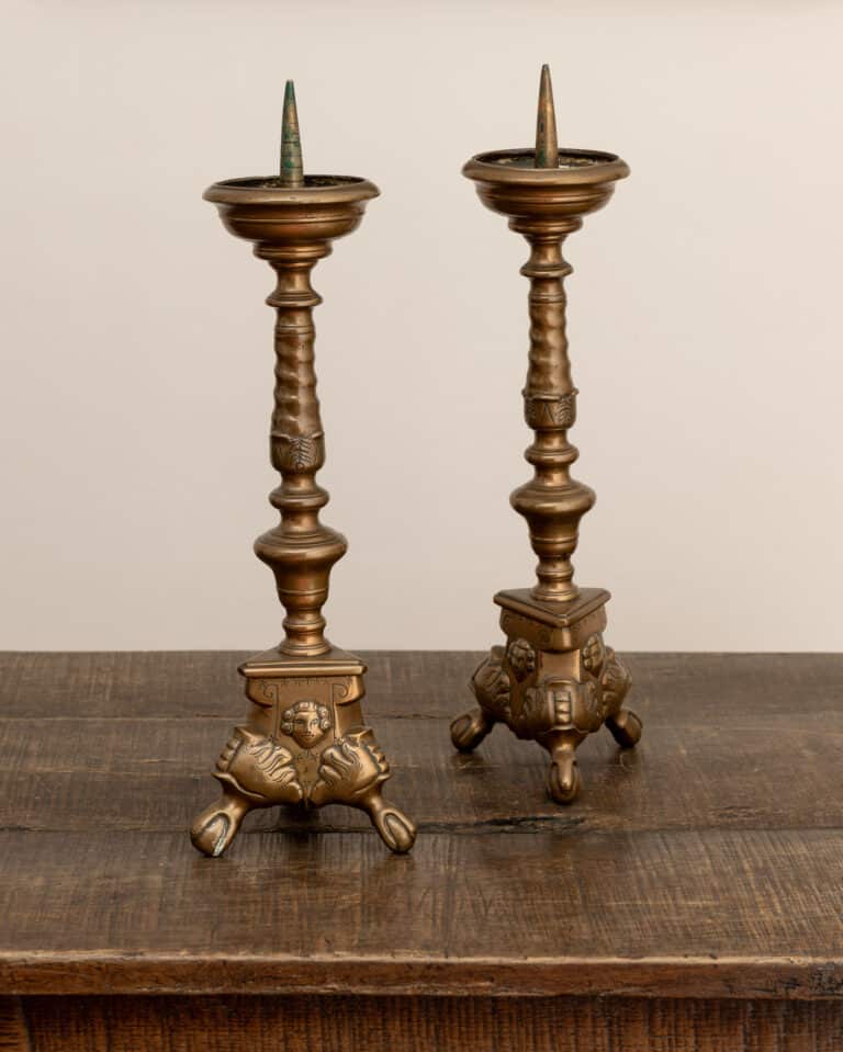 Pair of Renaissance Bronze Pricket Candlesticks