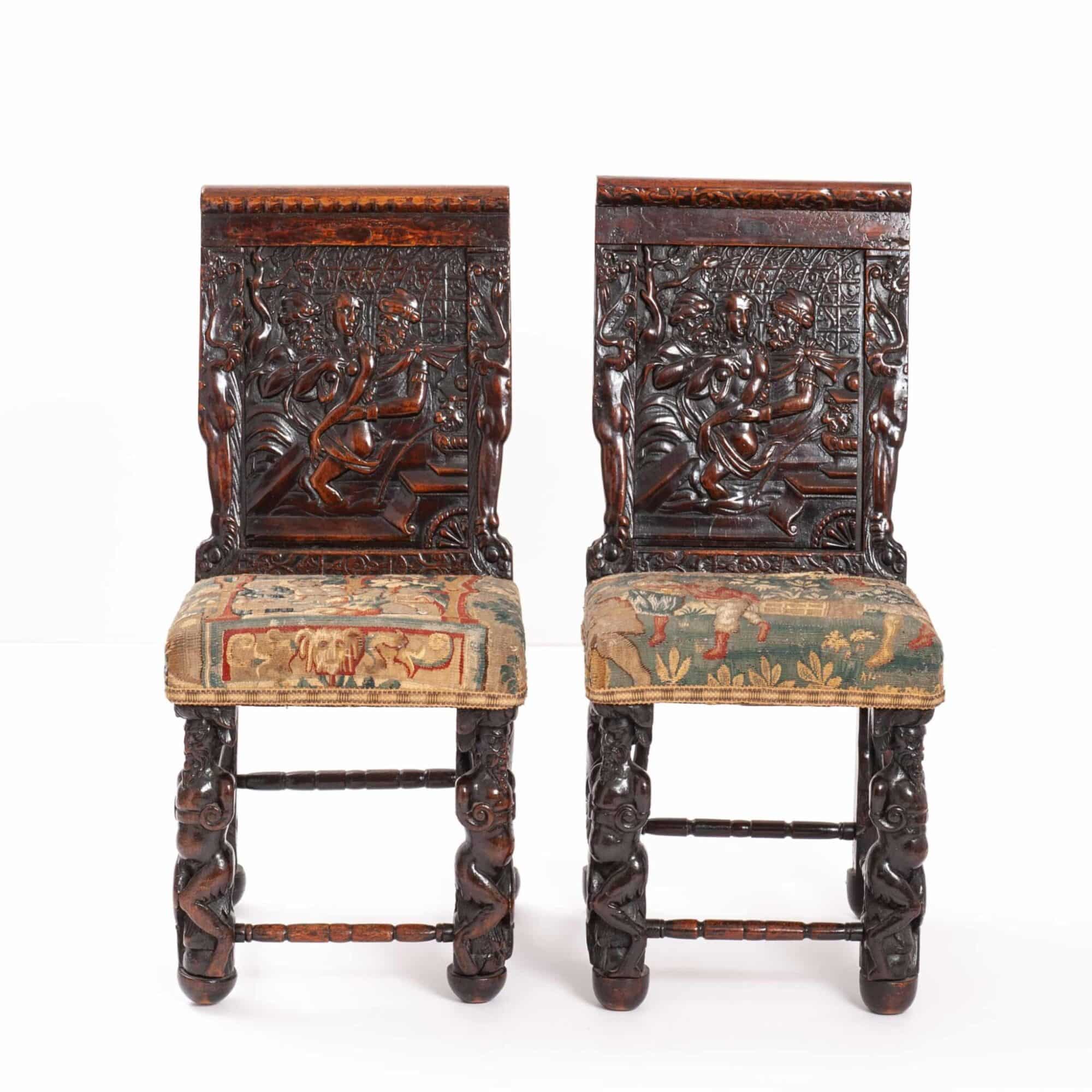 Pair of French Renaissance Walnut Chairs