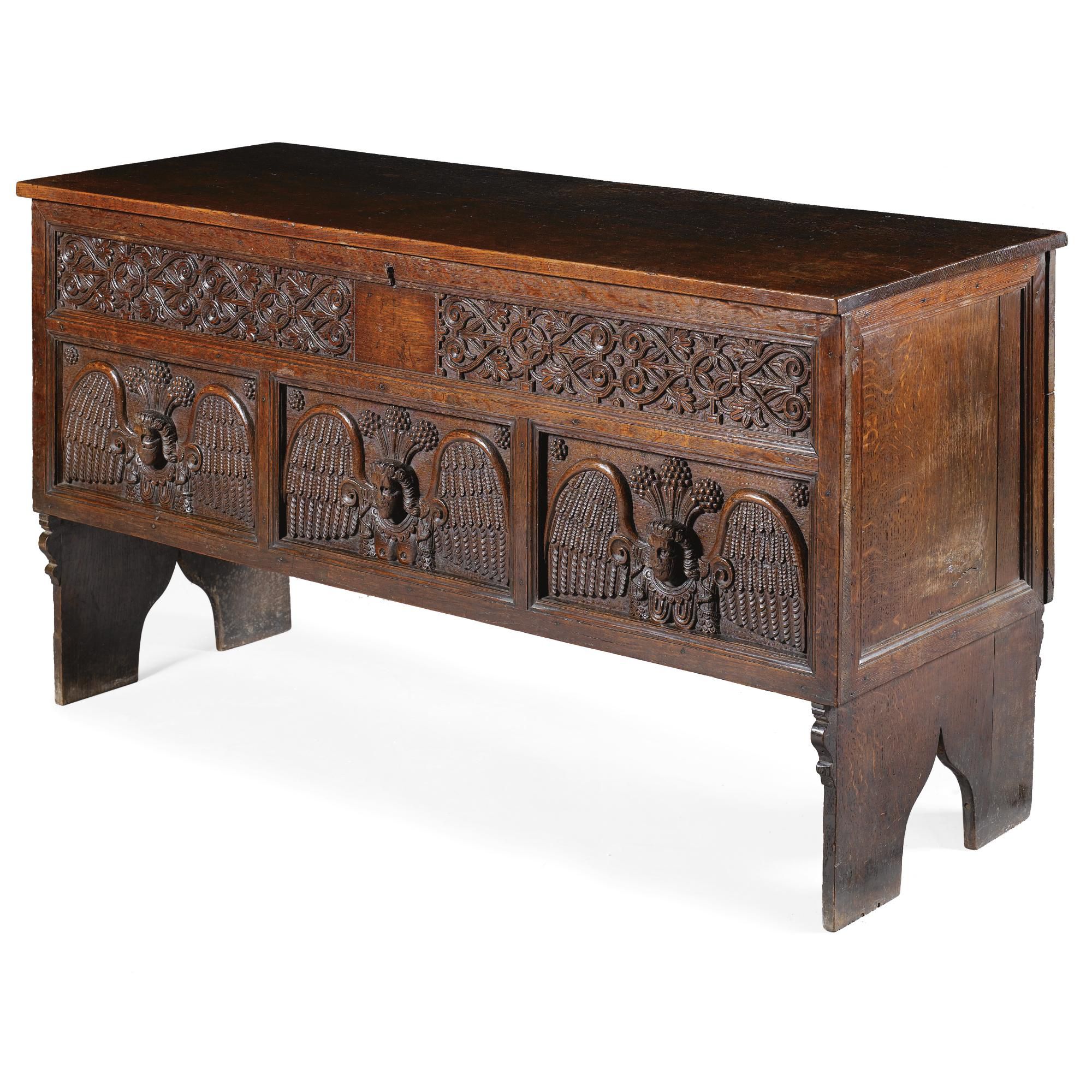 Charles I boarded oak chest
