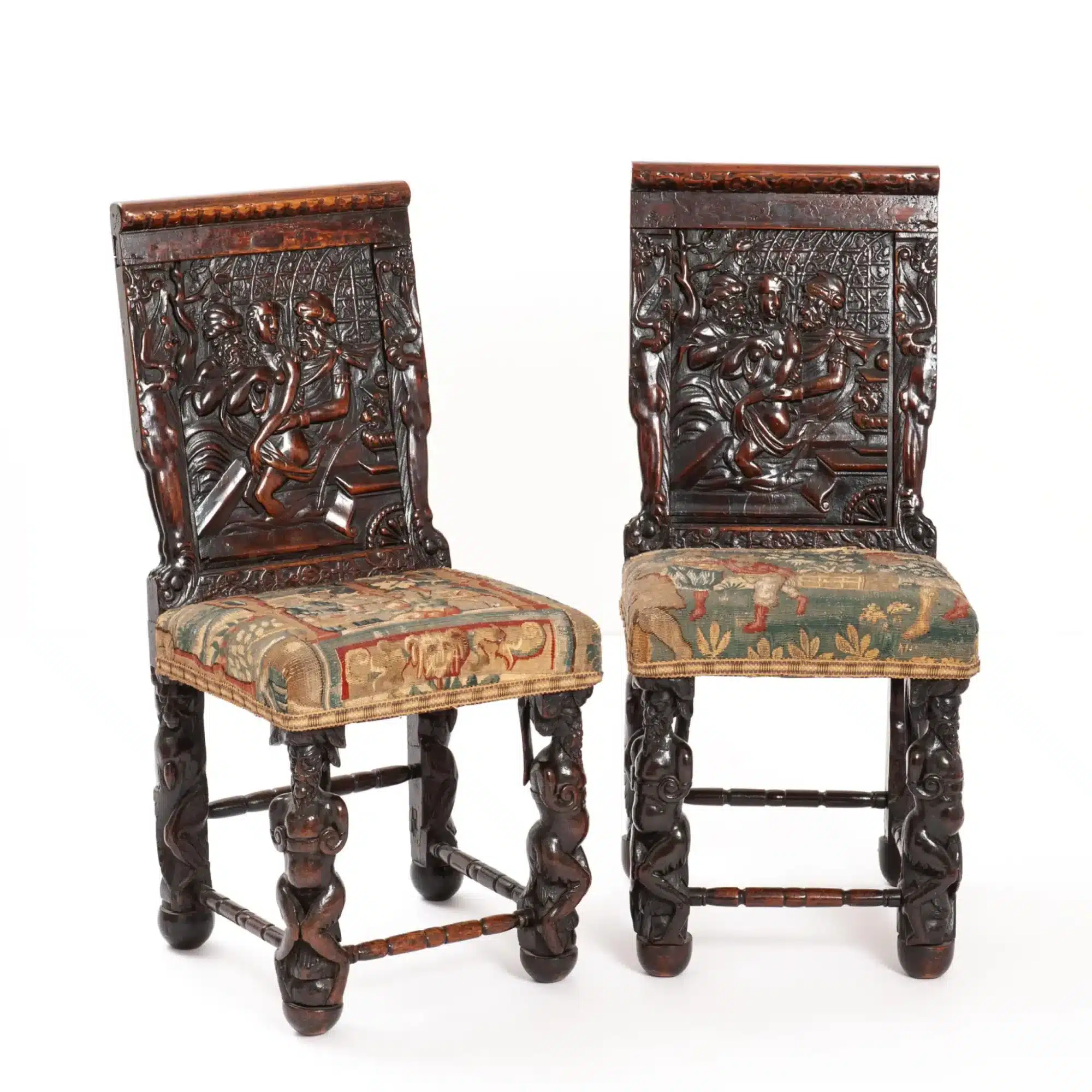 Pair of French Renaissance Walnut Chairs