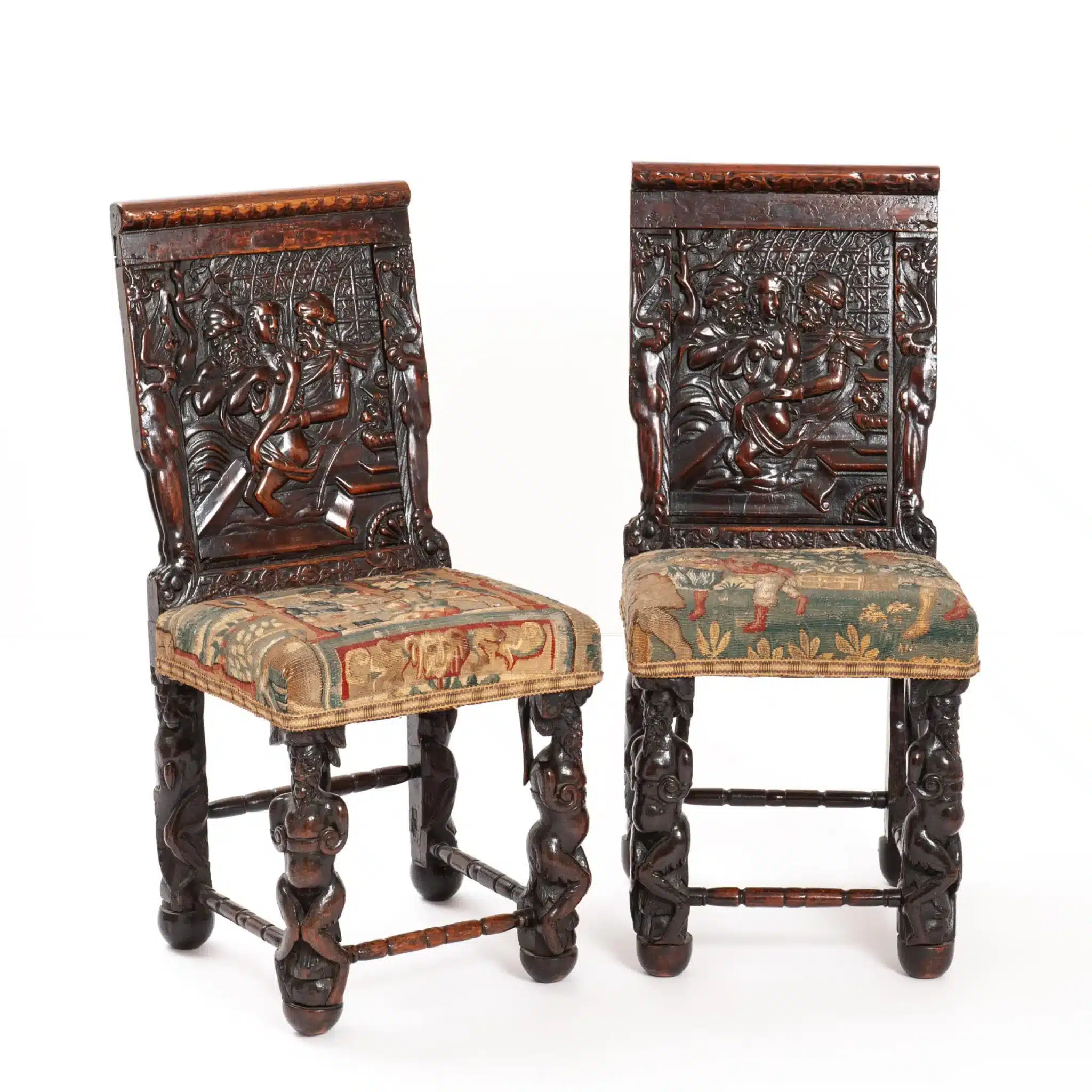 Pair of French Renaissance Walnut Chairs
