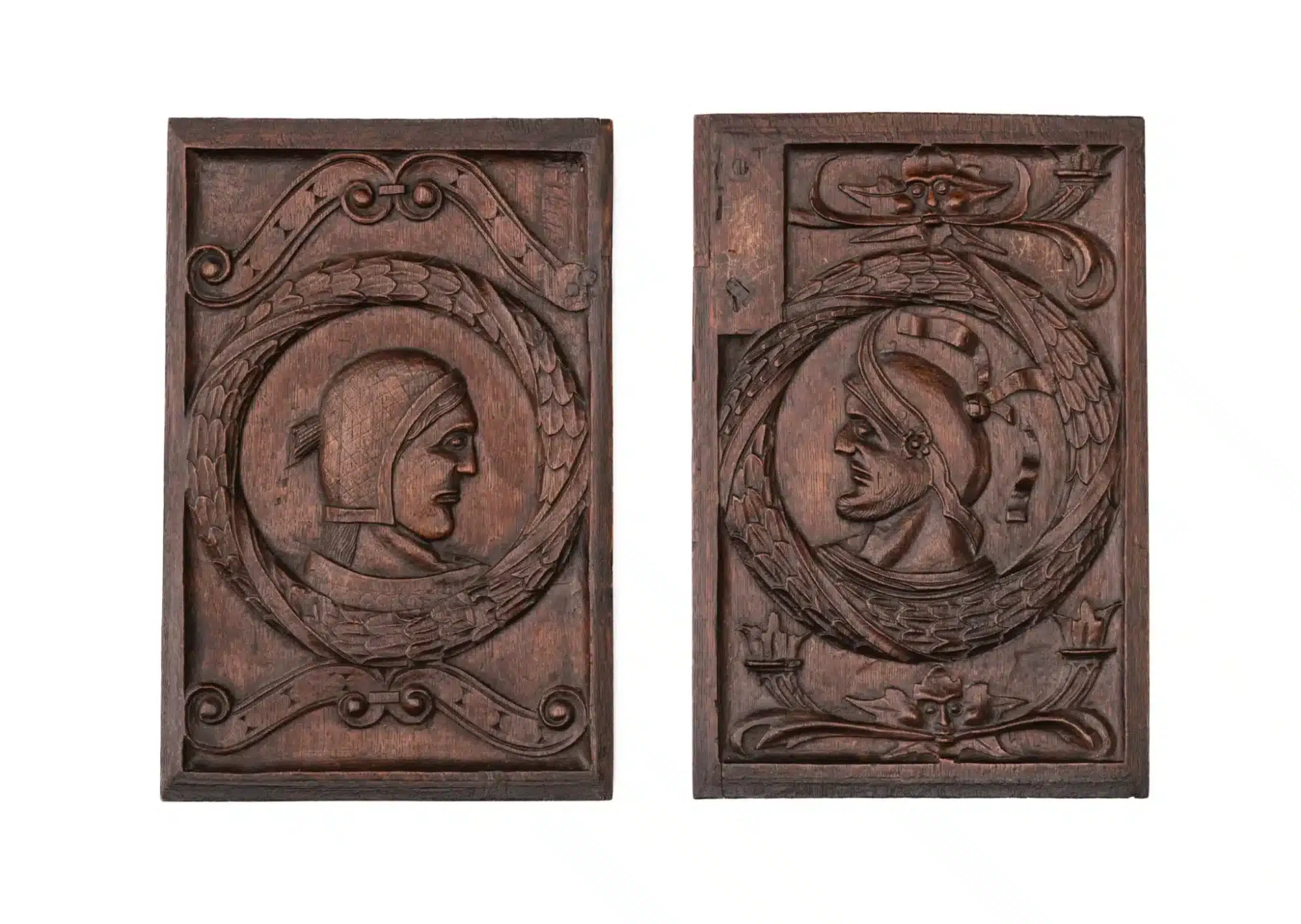 Pair of Tudor Oak Portrait Panels