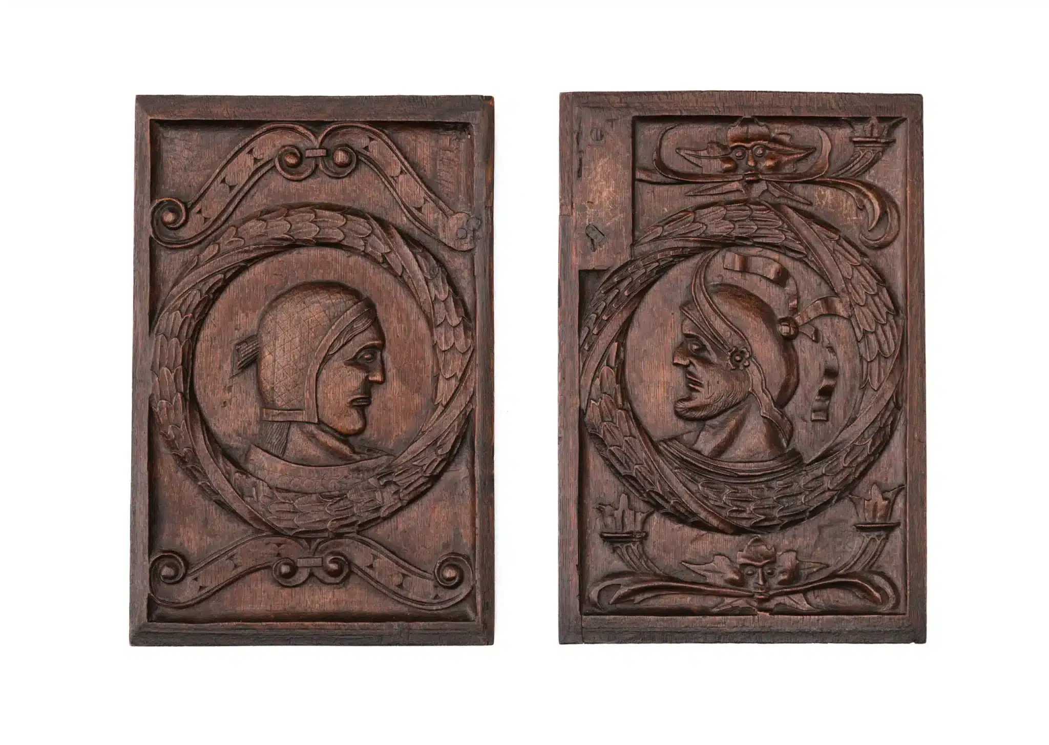 Pair of Tudor Oak Portrait Panels