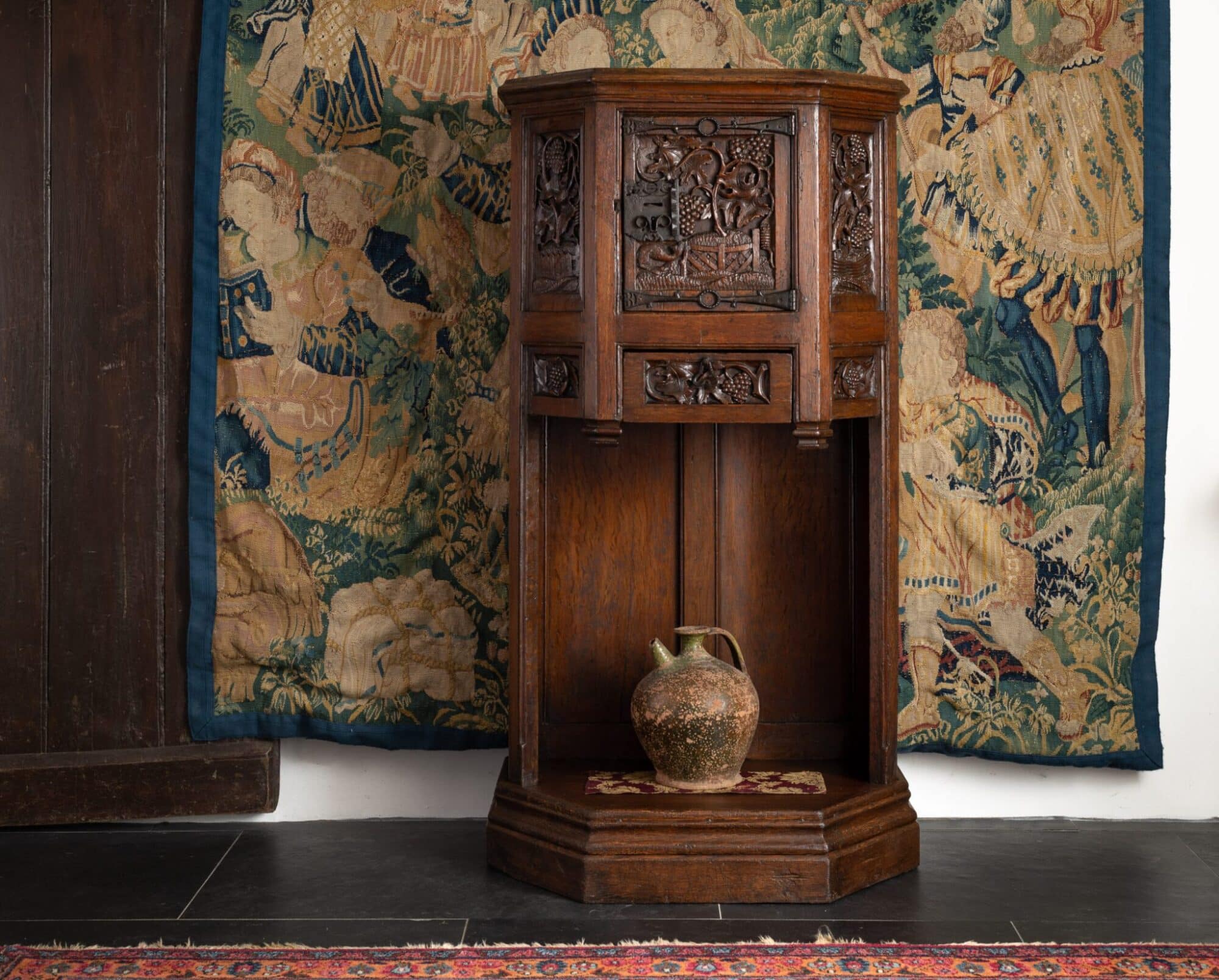 Gothic oak credence cupboard