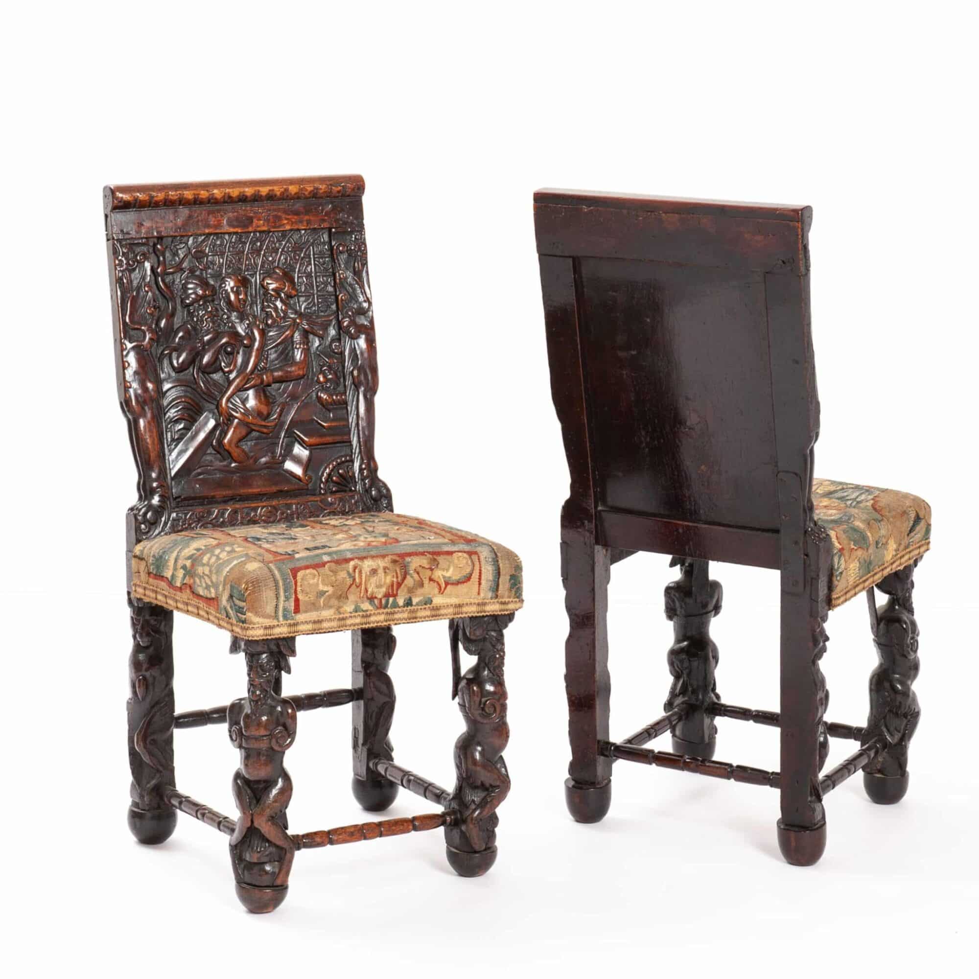 Pair of French Renaissance Walnut Chairs