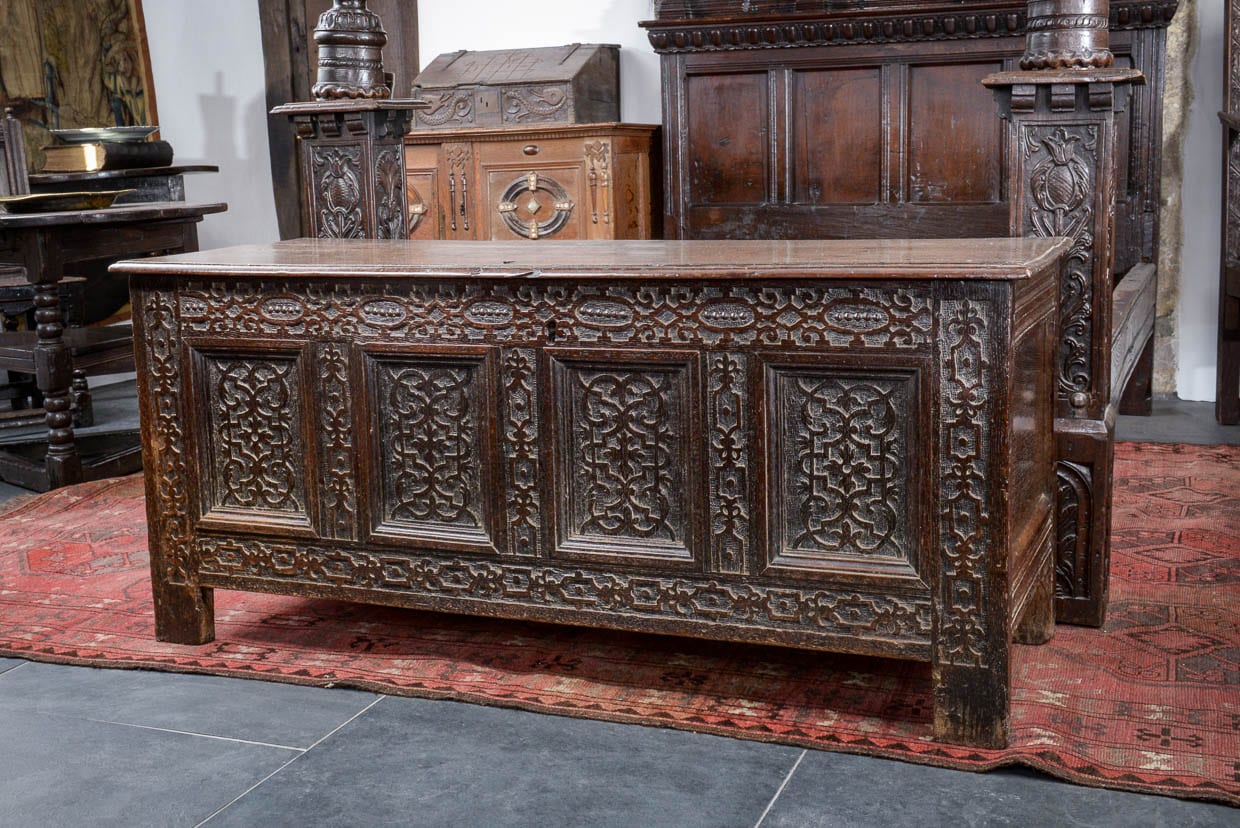 James I oak carved chest