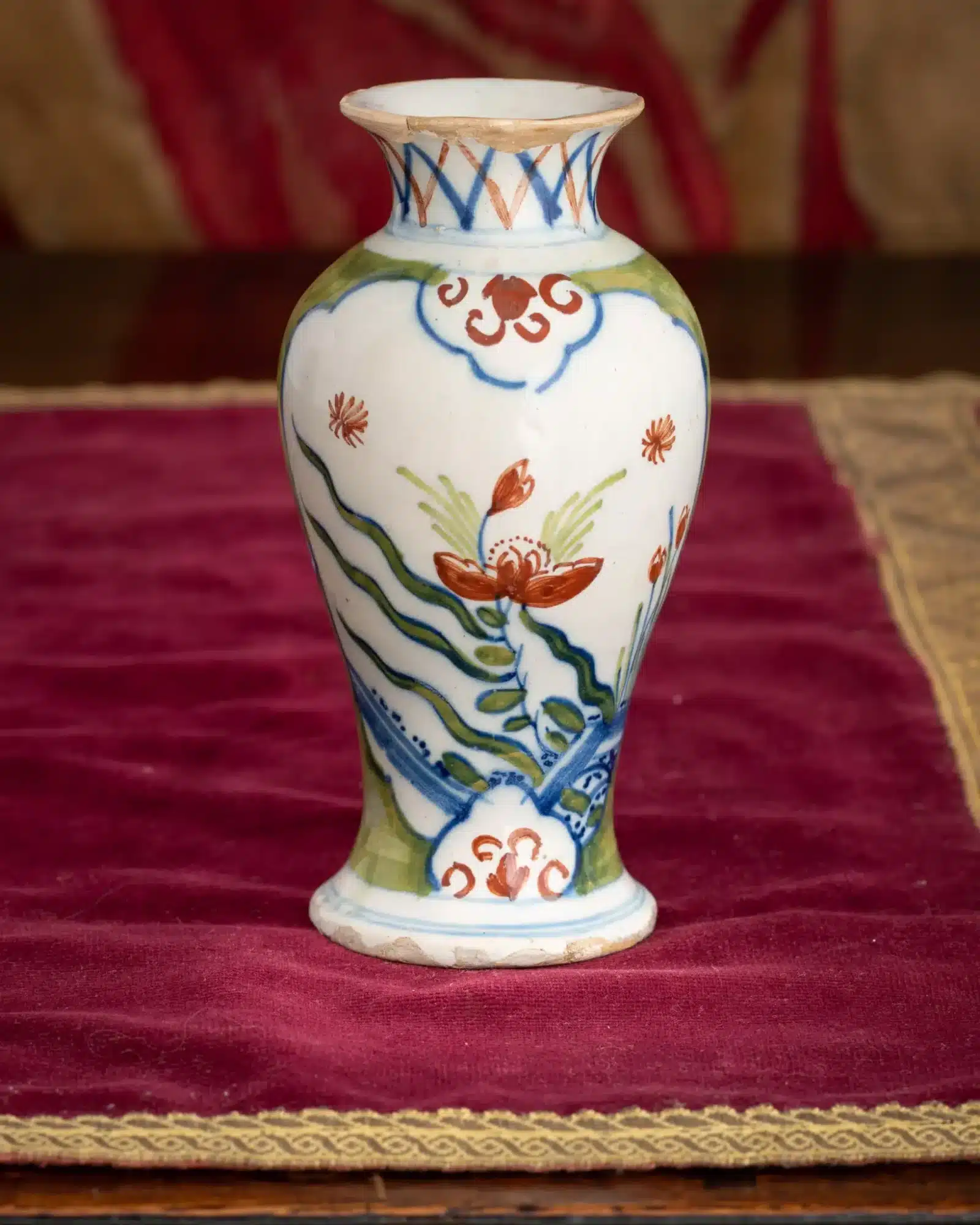 Small English Polychrome Delftware Vase