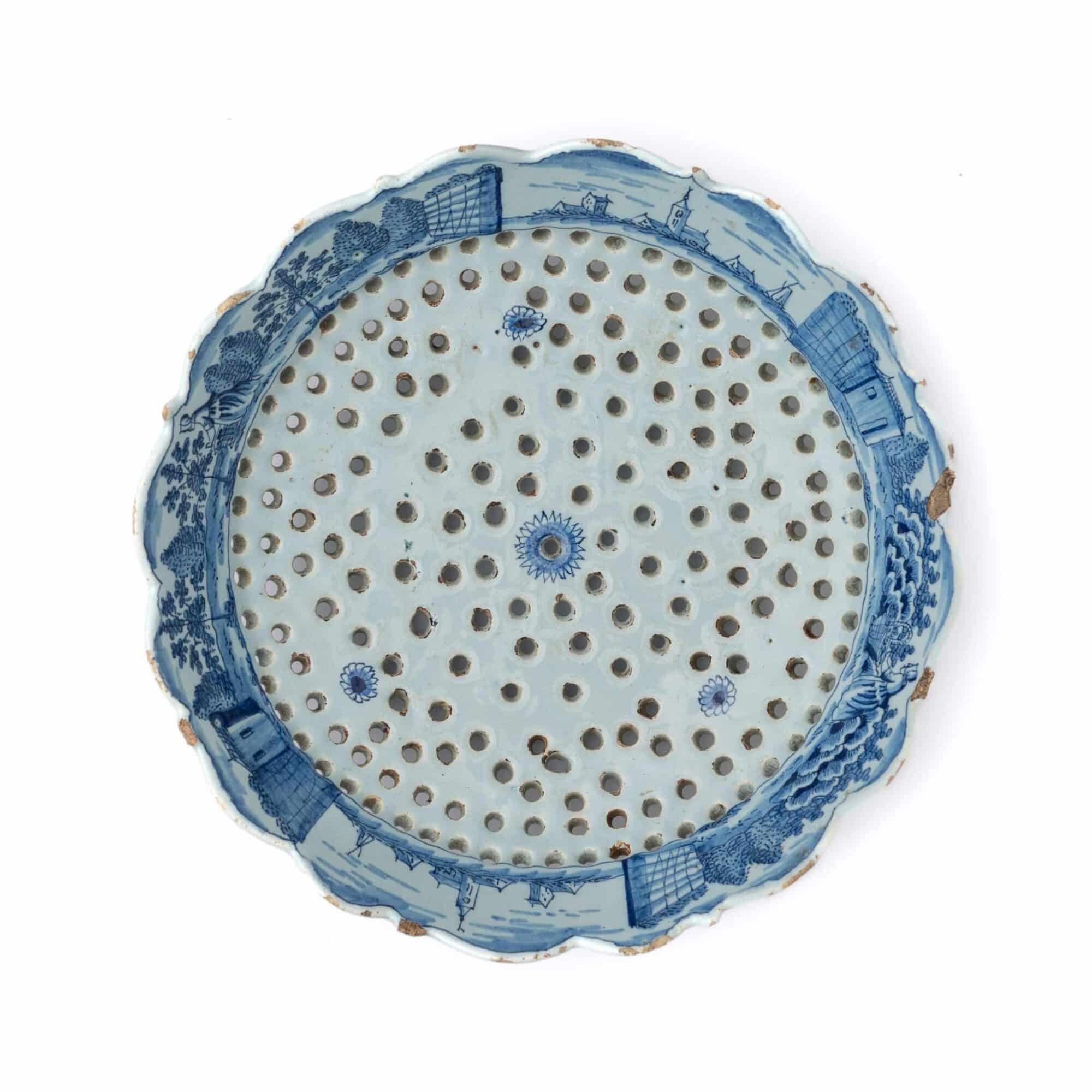 Dutch Delftware Strawberry Strainer (pierced “aardbei-schotel”)