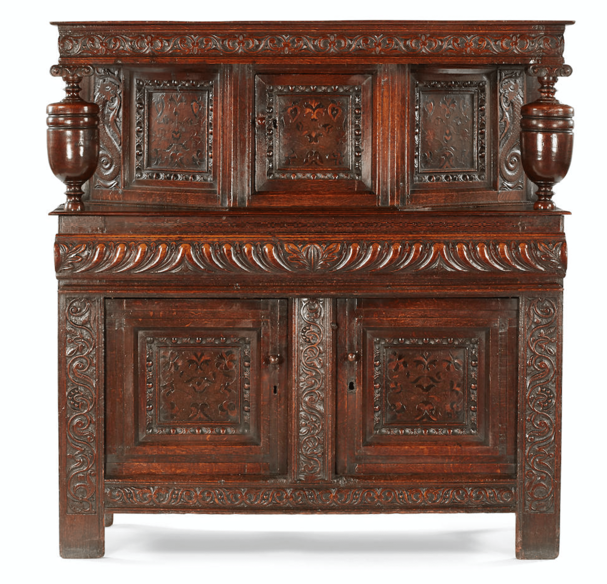Charles I inlaid press cupboard