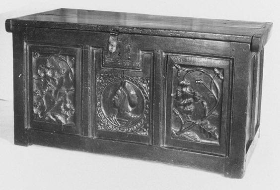 Henry VIII carved oak chest