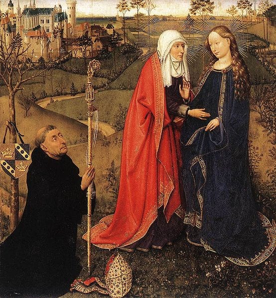 Gothic walnut sculpture of the Visitation