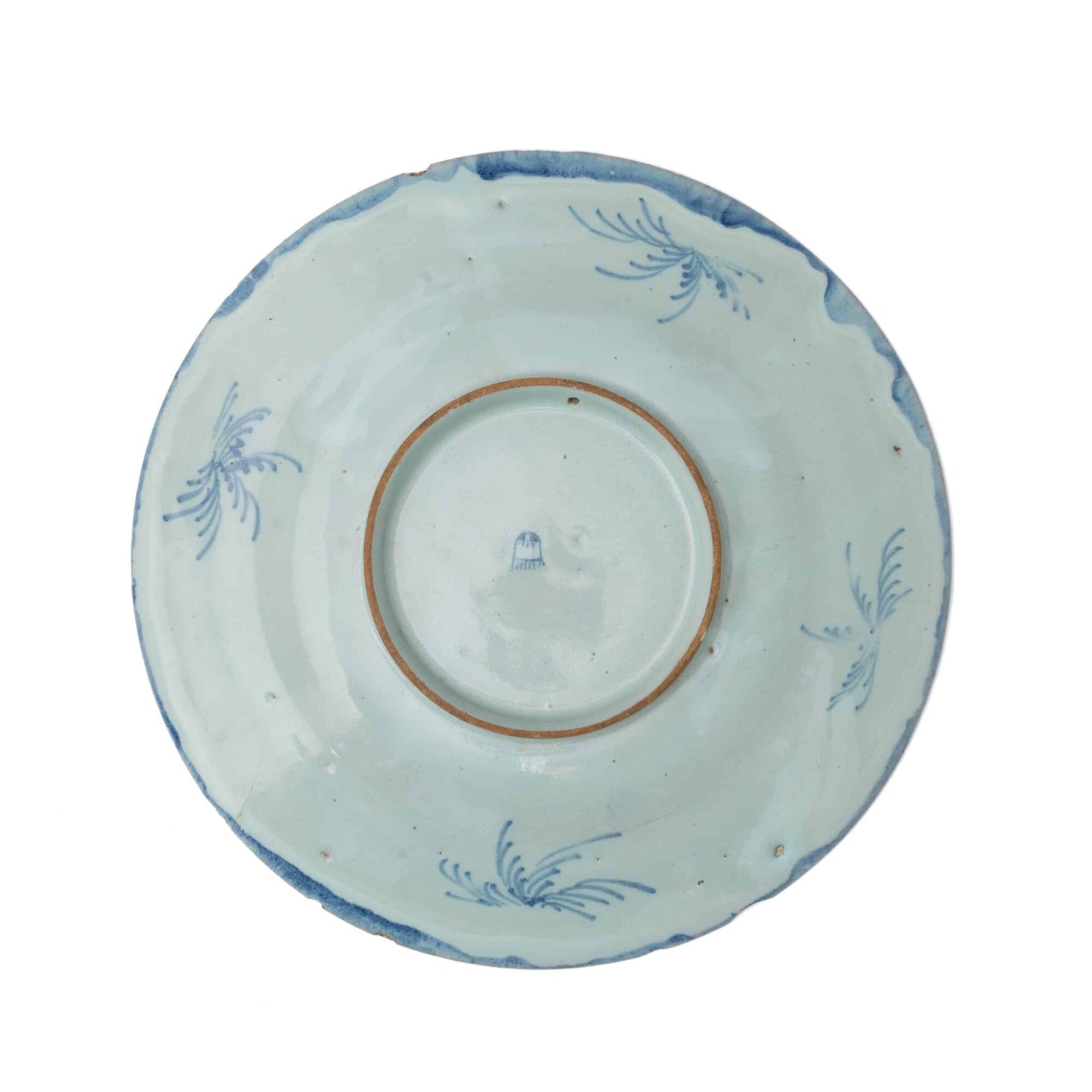 Dutch Delft Blue-and-White “Painter’s Plate” with a Mythological Marine Scene