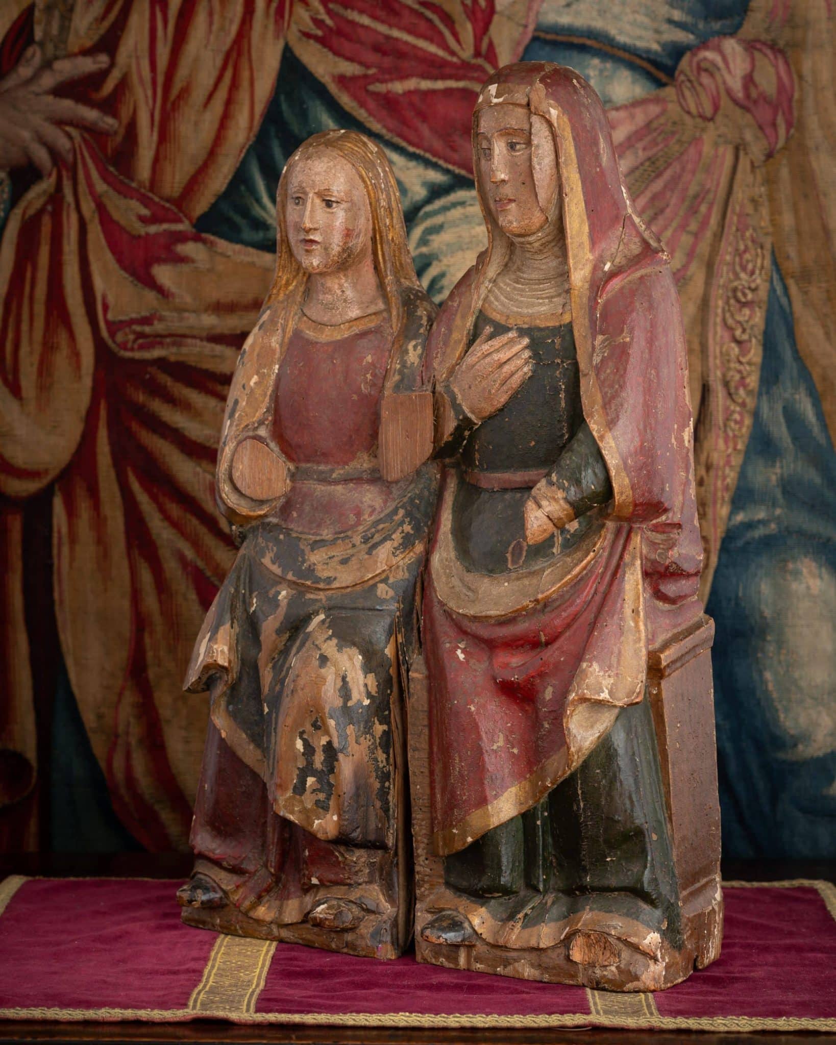 Gothic Polychrome Group of Saint Anne Teaching the Virgin to Read (L’Education de la Vierge)