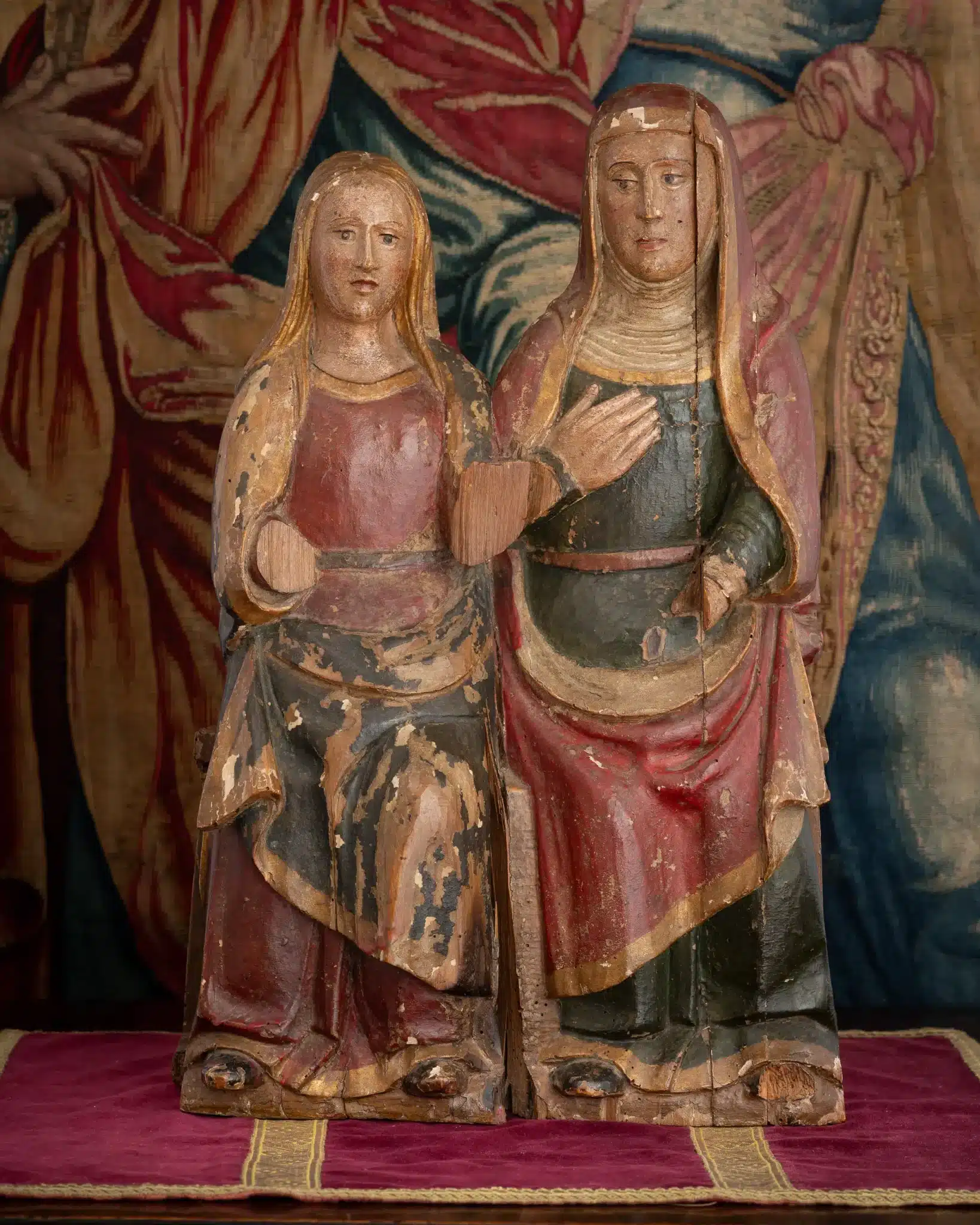 Gothic Polychrome Group of Saint Anne Teaching the Virgin to Read (L’Education de la Vierge)