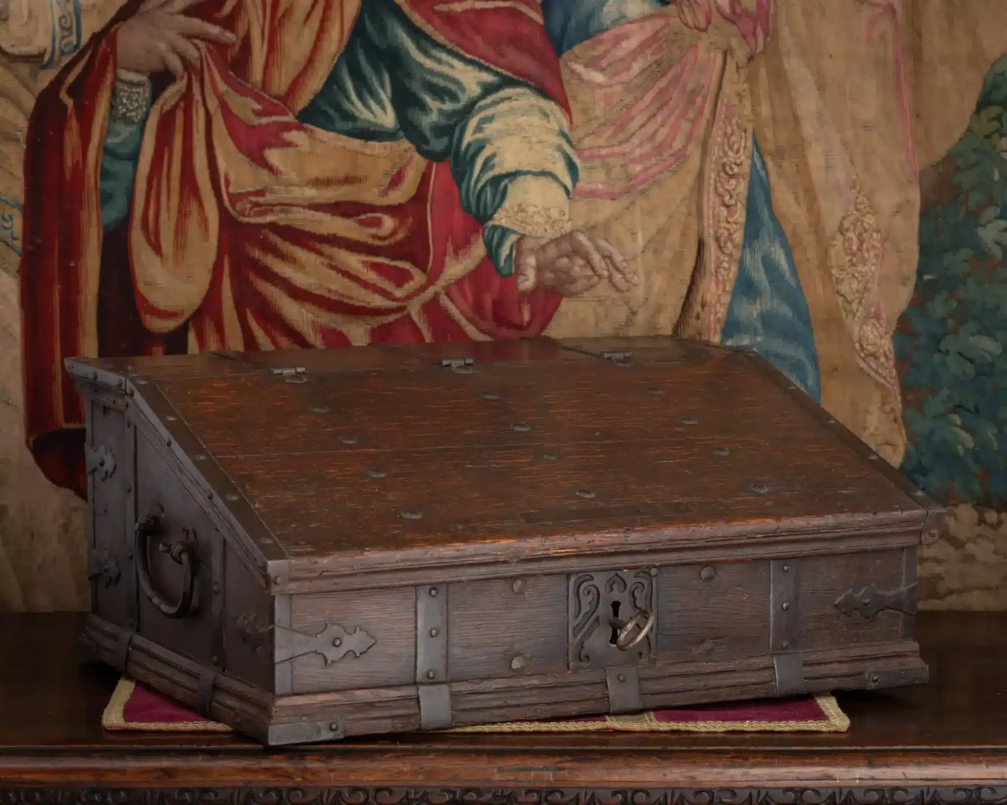 Iron-Bound Oak Slope (Portable Writing/Document Box)