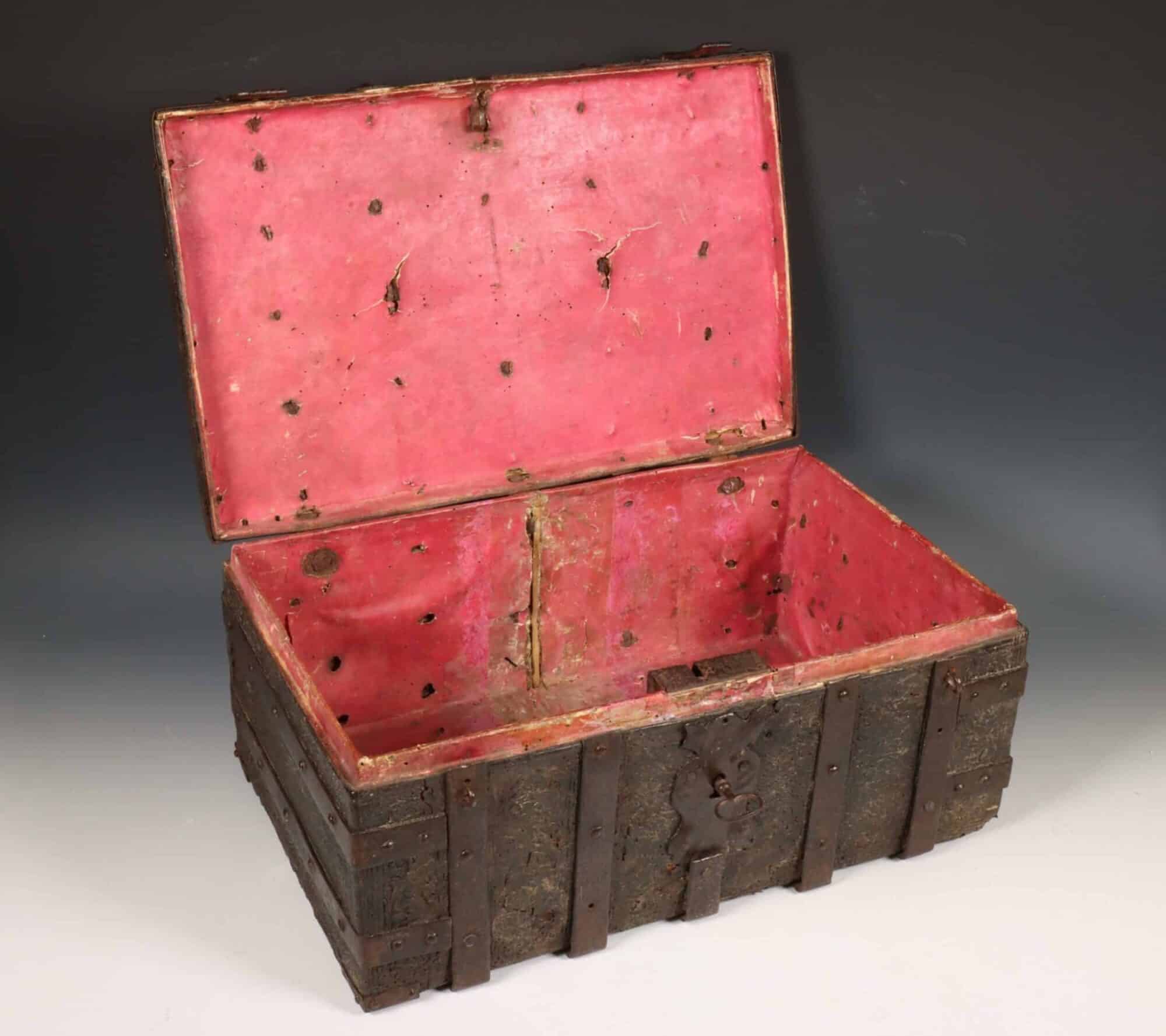 Late Gothic Iron-Bound and Leather-Covered Casket, Dated 1506