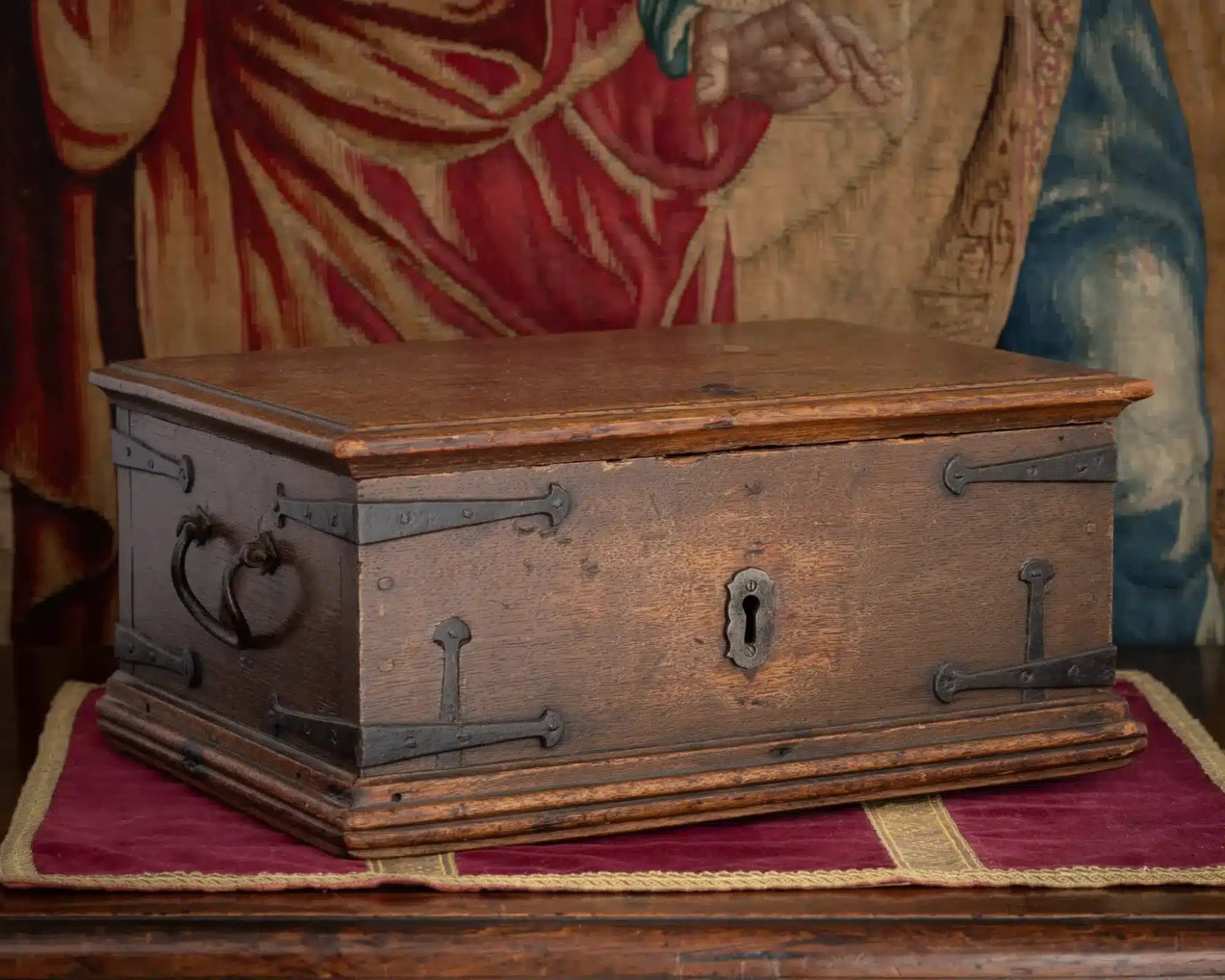 Oak Strongbox / Document Casket with Wrought-Iron Mounts