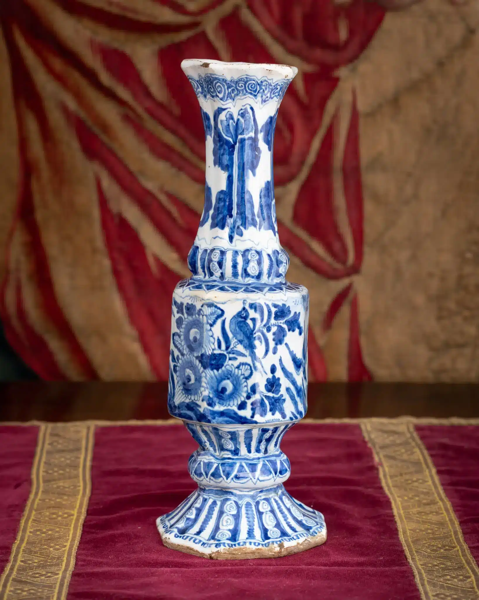 Dutch Delft Blue-and-White Pedestal Vase