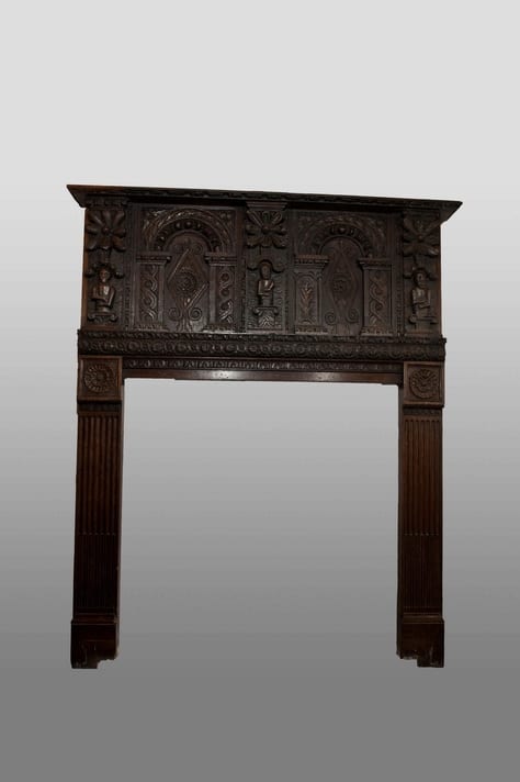 Elizabeth I carved oak overmantel