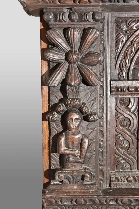 Elizabeth I carved oak overmantel