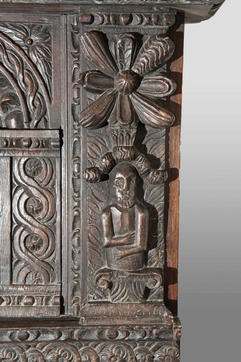 Elizabeth I carved oak overmantel