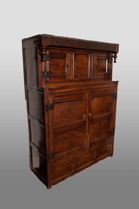 William and Mary oak press cupboard