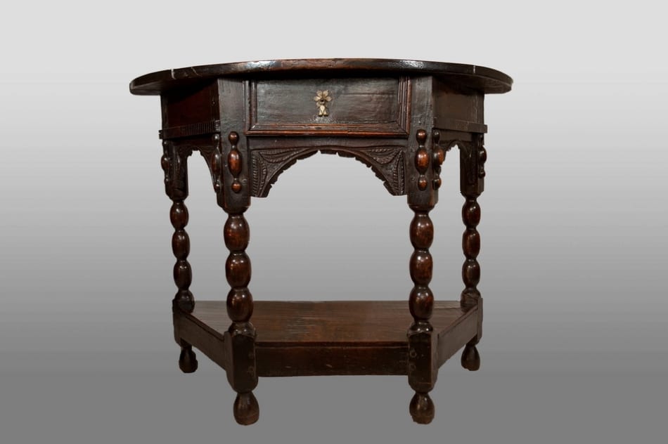 Mid 17th century joined oak folding table