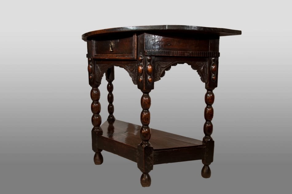 Mid 17th century joined oak folding table
