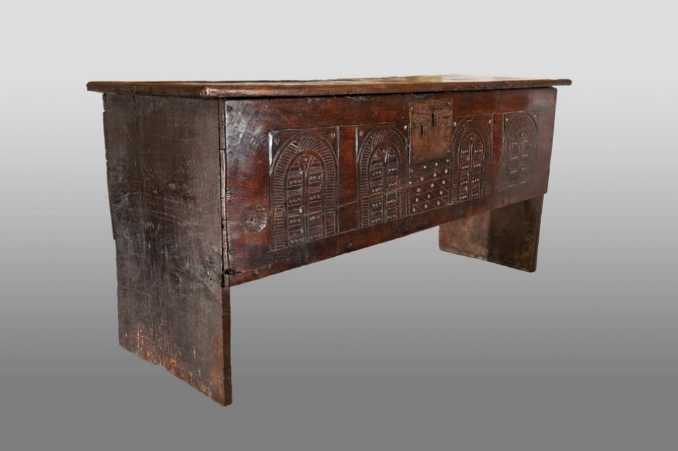 Henry VIII oak boarded chest