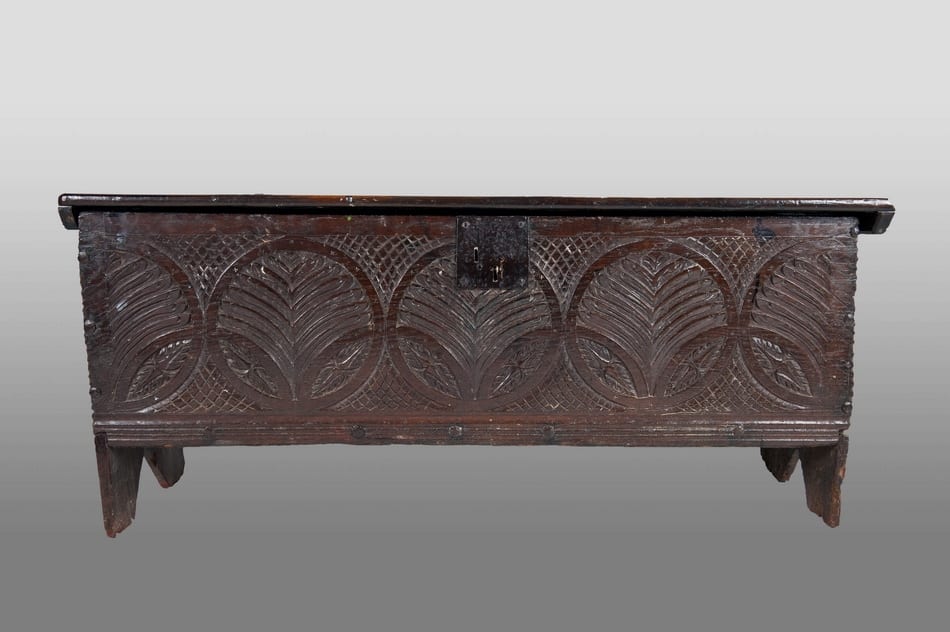 Henry VIII oak boarded chest