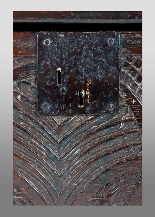 Henry VIII oak boarded chest