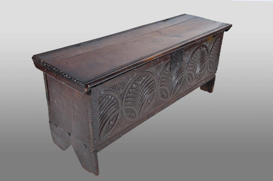 Henry VIII oak boarded chest