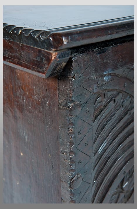 Henry VIII oak boarded chest