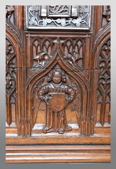 Gothic carved walnut chest