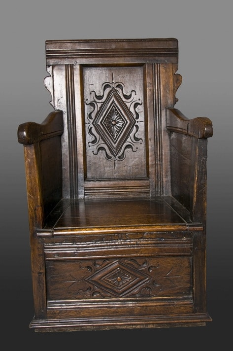 Charles II oak joined box chair