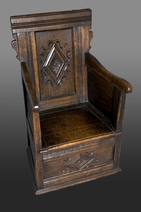 Charles II oak joined box chair
