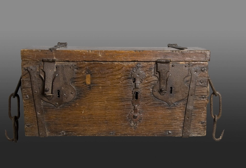 16th century Ironbound oak box