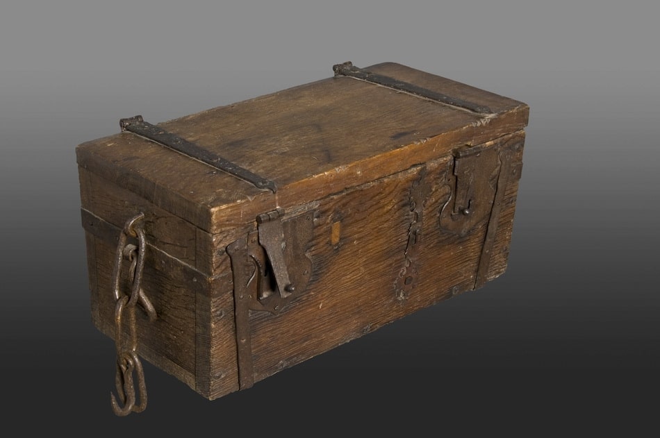 16th century Ironbound oak box