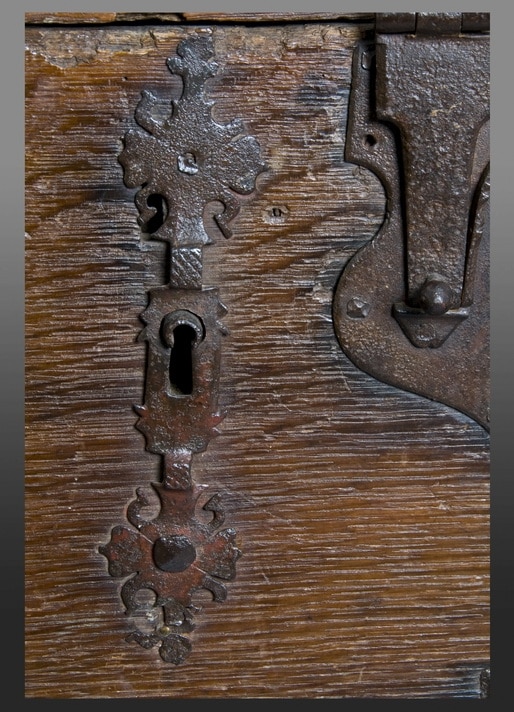 16th century Ironbound oak box