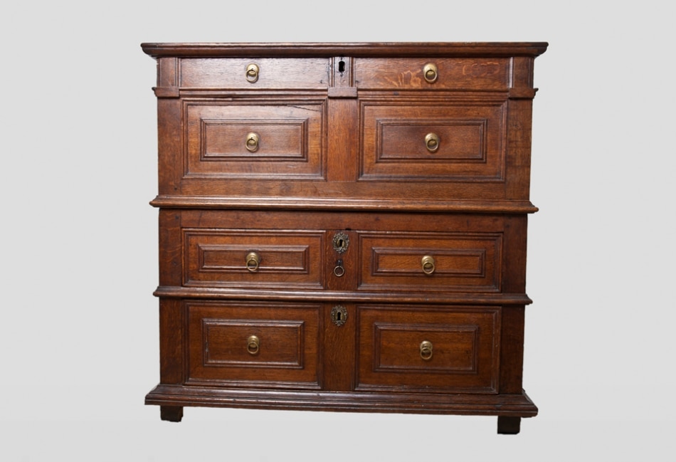 17th century joined oak chest of drawers