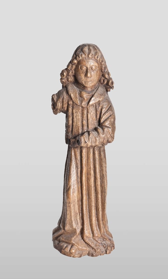 15th century oak sculpture of an angel candle bearer