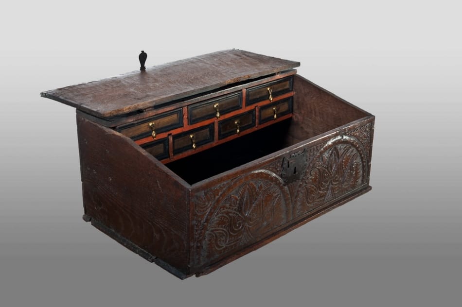 Mid 17th century oak writing slope