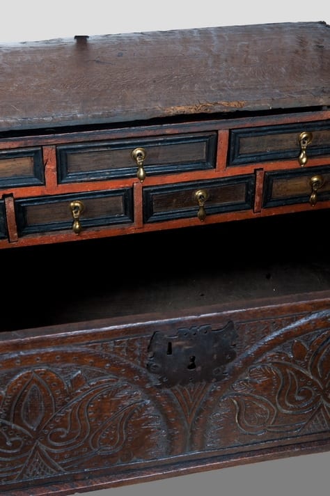 Mid 17th century oak writing slope